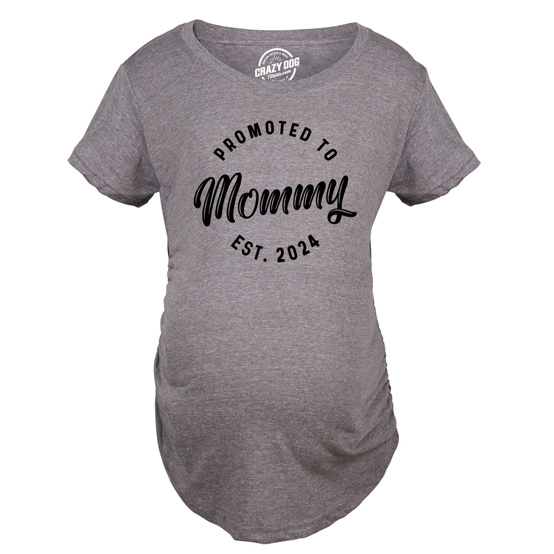 Funny Dark Heather Grey - 2024 Promoted To Mommy 2024 Maternity T Shirt Nerdy Mother's Day Tee