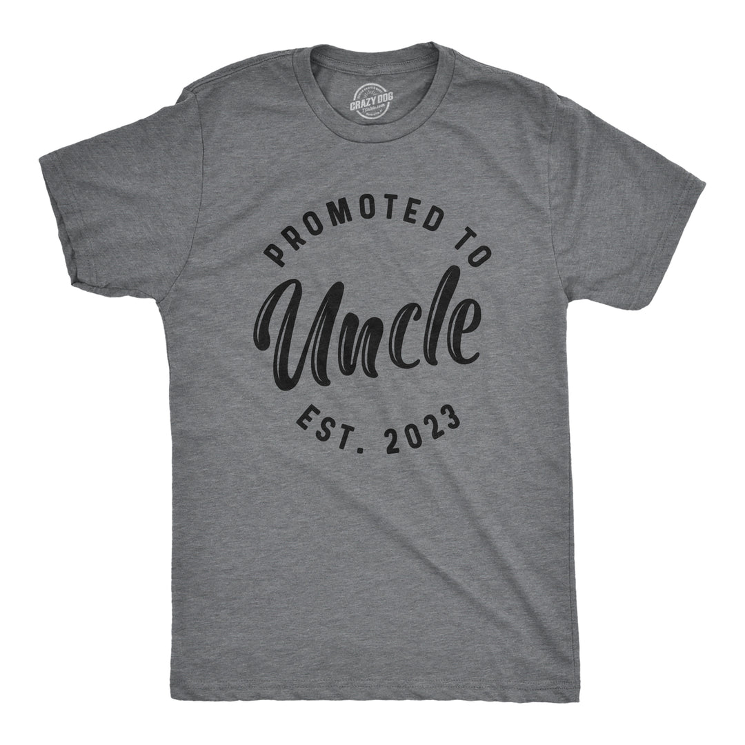 Funny Dark Heather Grey - 2023 Promoted to Uncle 2023 Mens T Shirt Nerdy Father's Day Tee