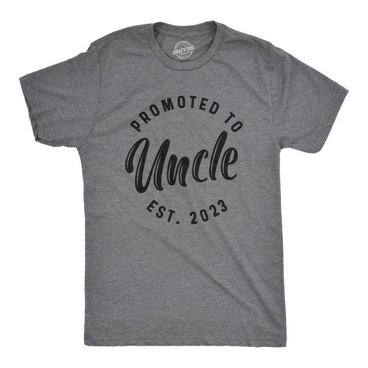 Funny Dark Heather Grey - 2023 Promoted to Uncle 2023 Mens T Shirt Nerdy Father's Day Uncle Tee