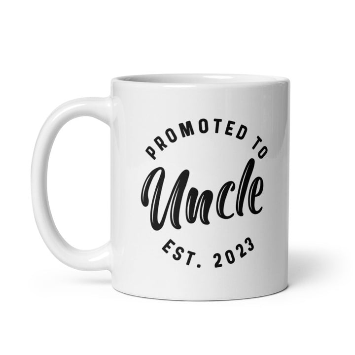 Funny White Promoted to Uncle 2023 Coffee Mug Nerdy Uncle Tee