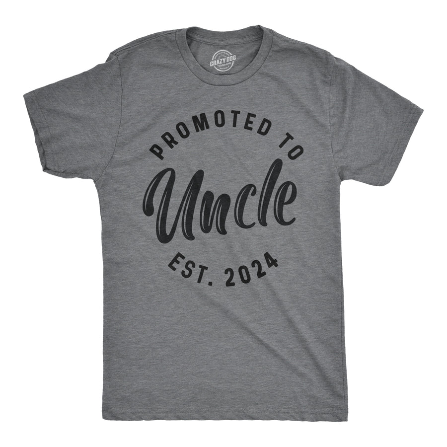 Funny Promoted To Uncle 2024 Mens T Shirt Nerdy Father's Day Tee