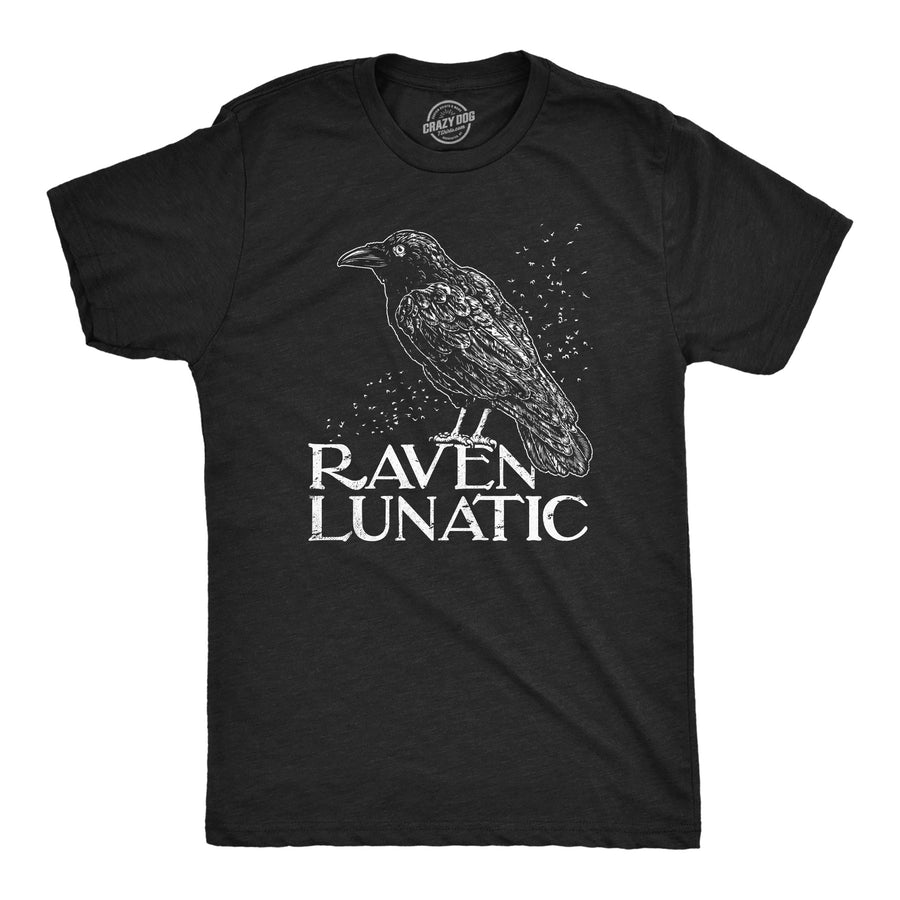 Funny Heather Black - RAVEN Raven Lunatic Mens T Shirt Nerdy animal Tee