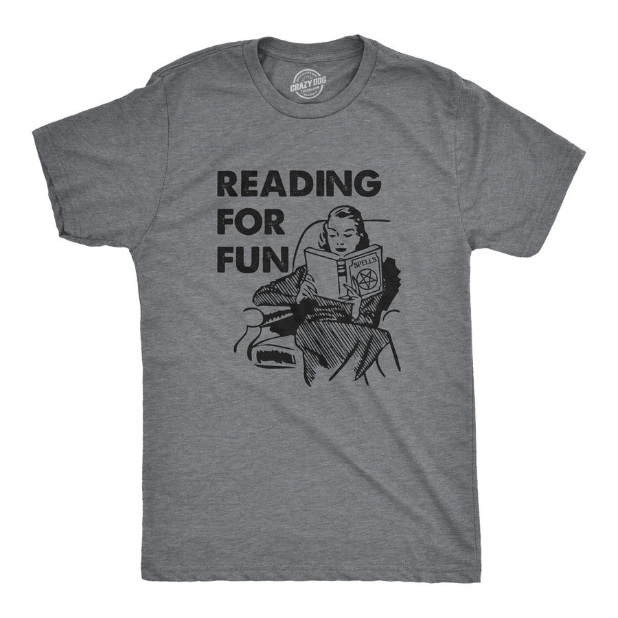 Funny Dark Heather Grey - READING Reading For Fun Mens T Shirt Nerdy nerdy sarcastic Tee