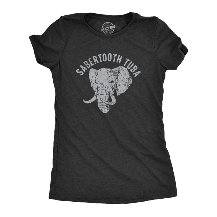 Funny Heather Black - TUBA Sabertooth Tuba Womens T Shirt Nerdy music animal Tee