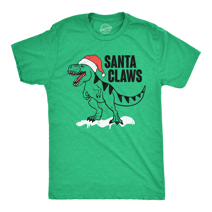 Funny Heather Green - Santa Claws Santa Claws Mens T Shirt Nerdy Christmas Dinosaur sarcastic Tee