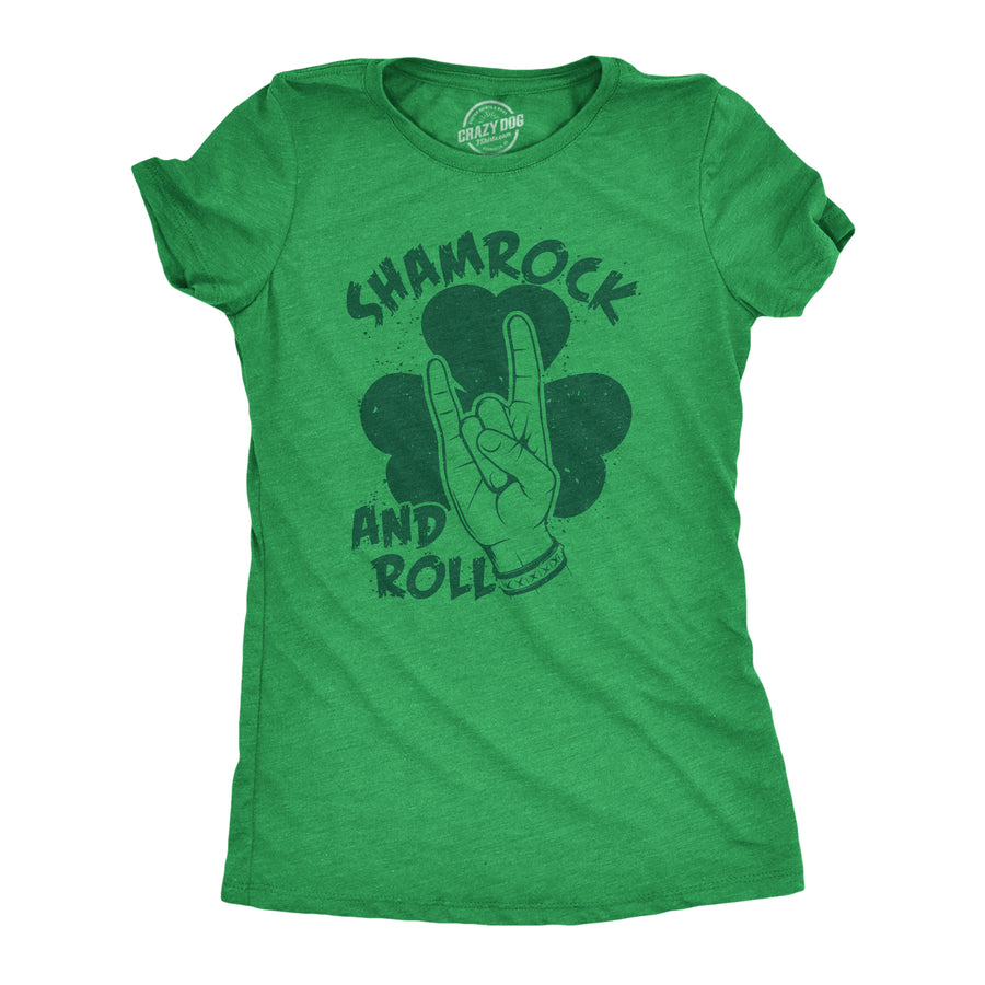 Funny Heather Green - SHAMROCK Shamrock And Roll Womens T Shirt Nerdy Saint Patrick's Day Music Tee