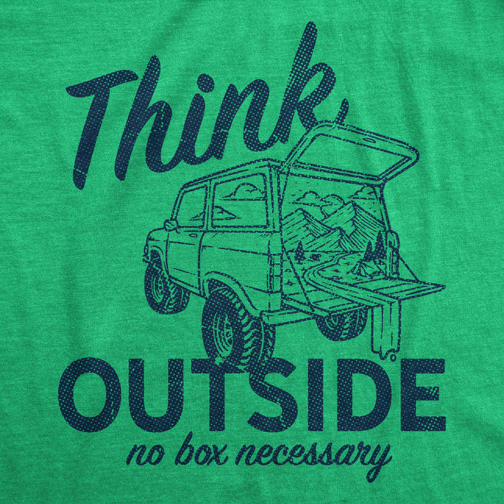 Mens Think Outside No Box Necessary Funny Camping Vintage Car Trunk T shirt