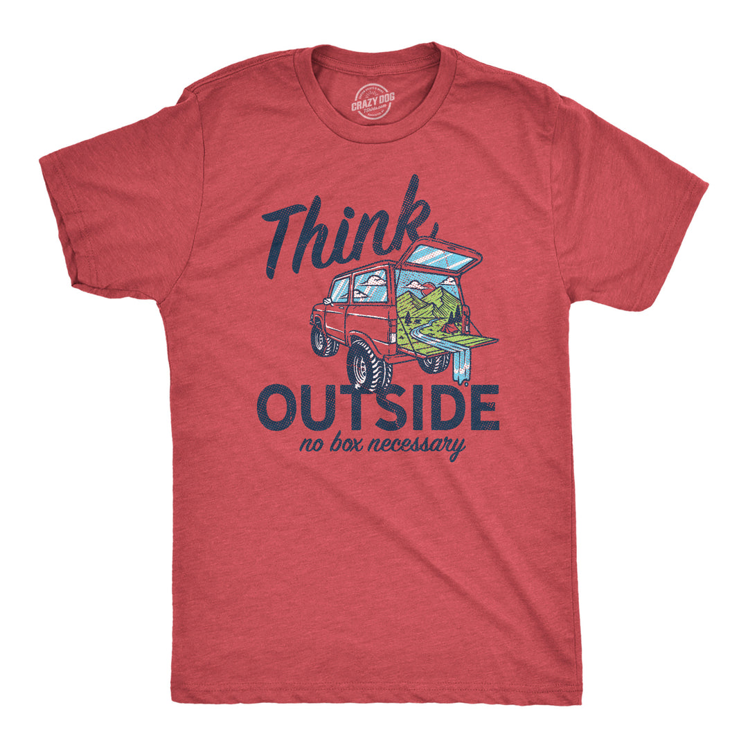 Funny Heather Red - OUTSIDE Think Outside No Box Necessary Mens T Shirt Nerdy Camping Tee