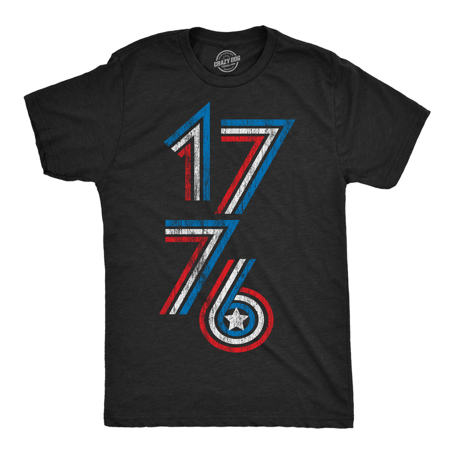 Funny Heather Black - 1776 Stripes 1776 Stripes Mens T Shirt Nerdy Fourth Of July Tee