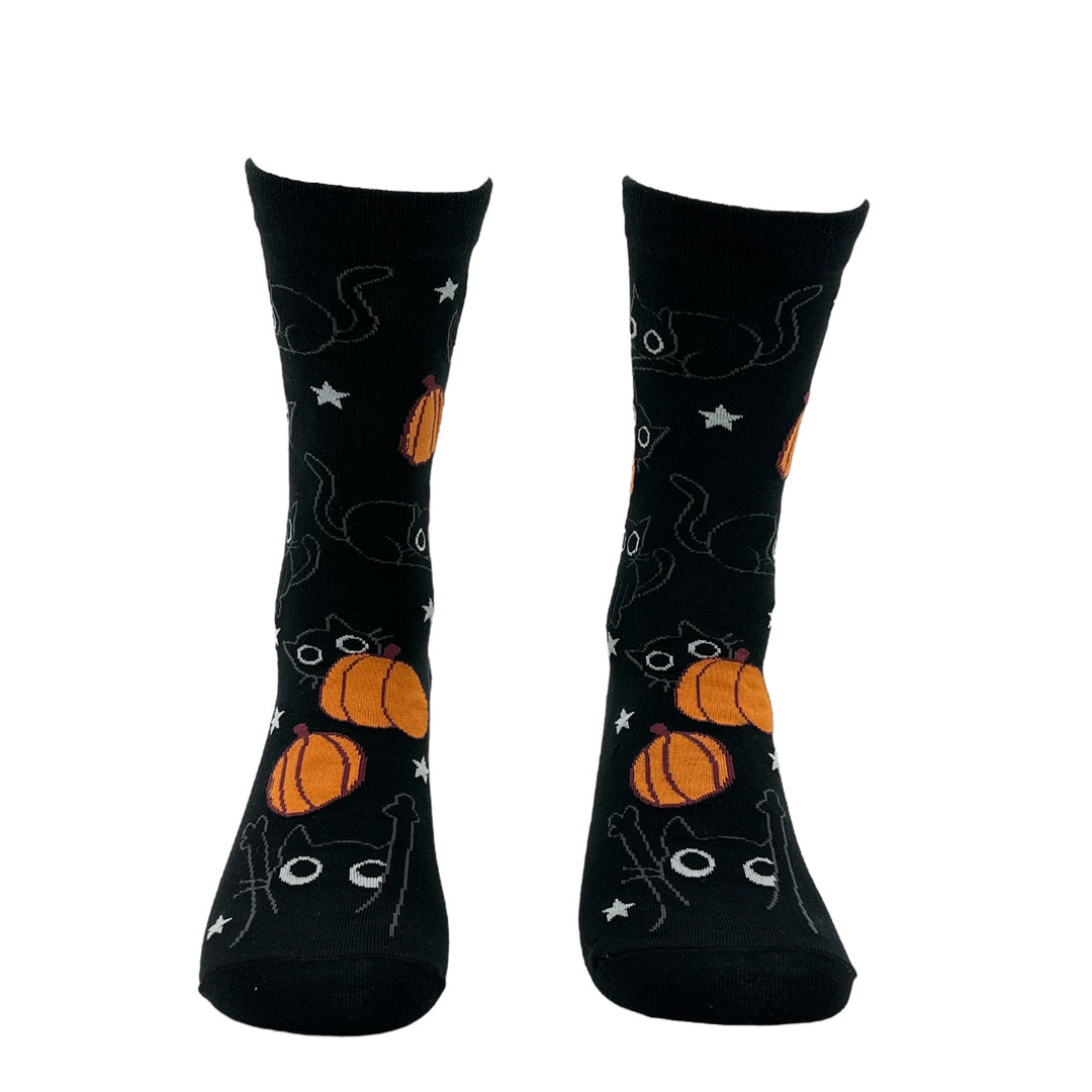 Women's Black Cat Pumpkin Socks