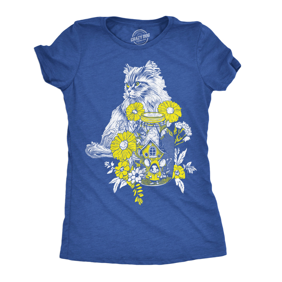 Funny Heather Royal - Cat and Mouse Cat And Mouse Womens T Shirt Nerdy cat Tee