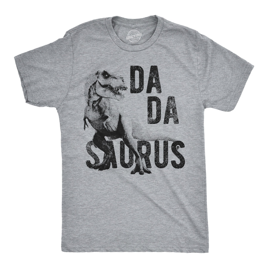 Funny Dark Heather Grey T-Rex Dadasaurus Mens T Shirt Nerdy Father's Day Dinosaur Tee