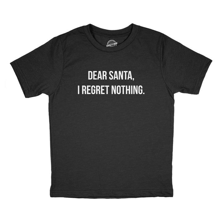 Funny Heather Black - Dear Santa Regret Dear Santa I Regret Nothing Youth T Shirt Nerdy Christmas sarcastic Tee