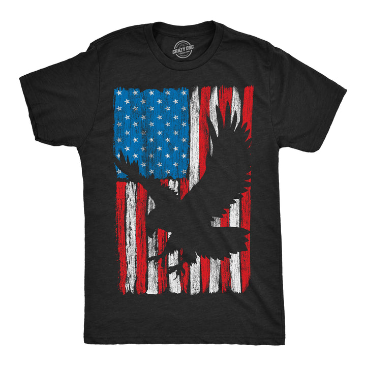 Funny Heather Black - Eagle In Flag Eagle In Flag Mens T Shirt Nerdy Fourth Of July Tee