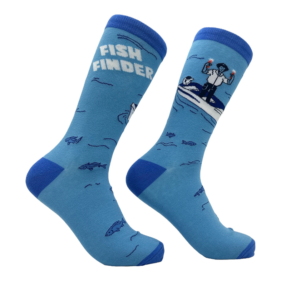 Funny Blue - Fish Finder Men's Fish Finder Sock Nerdy Fishing sarcastic Tee