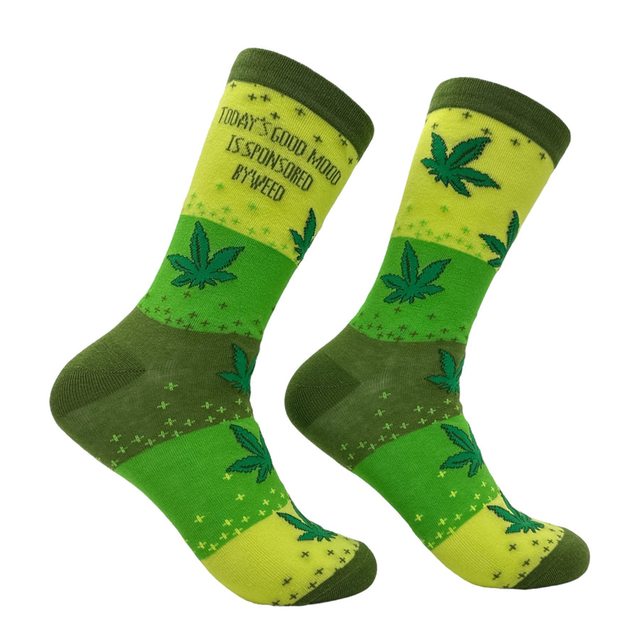 Funny Todays Good Mood Women's Today's Good Mood Is Sponsored By Weed Sock Nerdy 420 sarcastic Tee