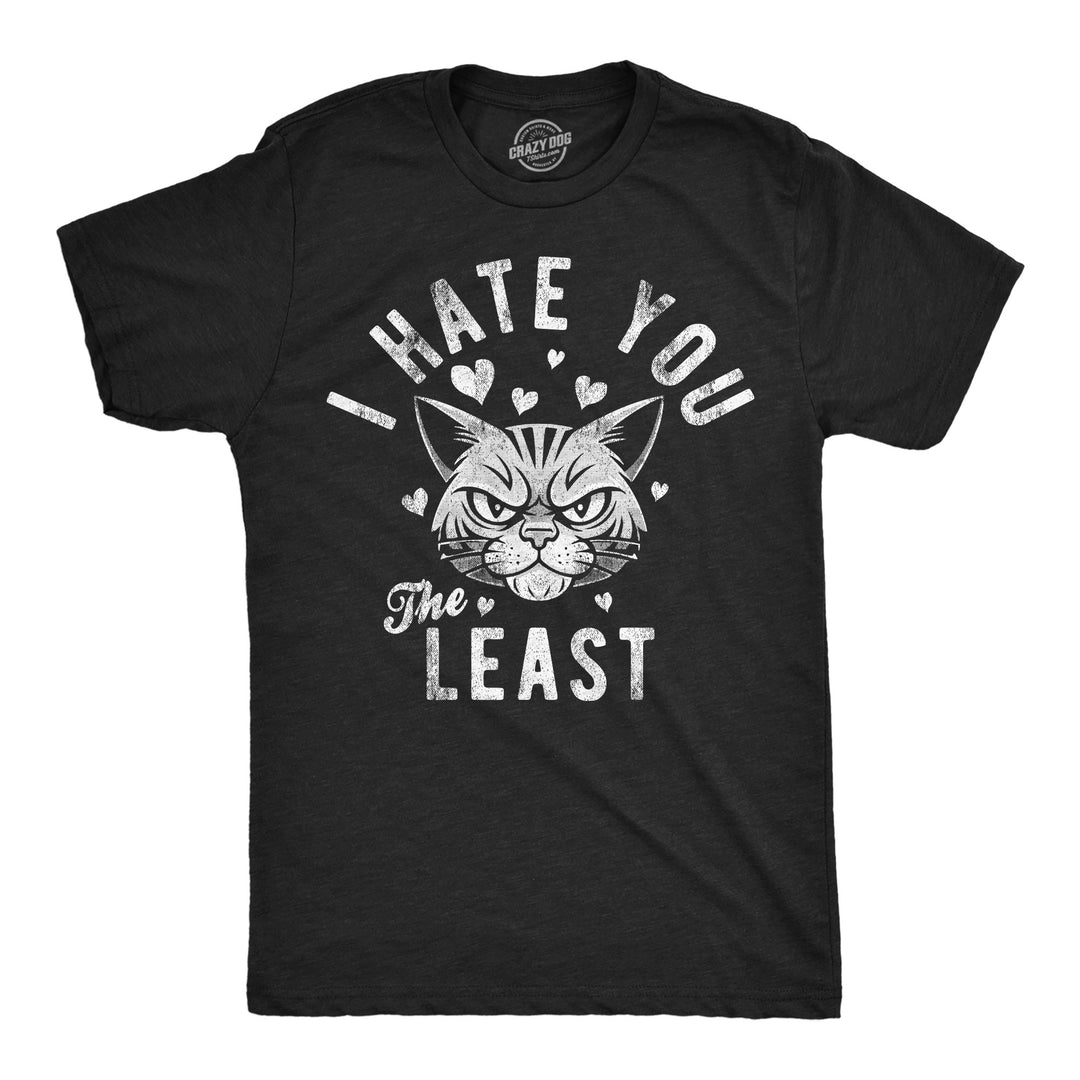 Funny Heather Black - Hate You The Least I Hate You The Least Mens T Shirt Nerdy cat sarcastic Tee