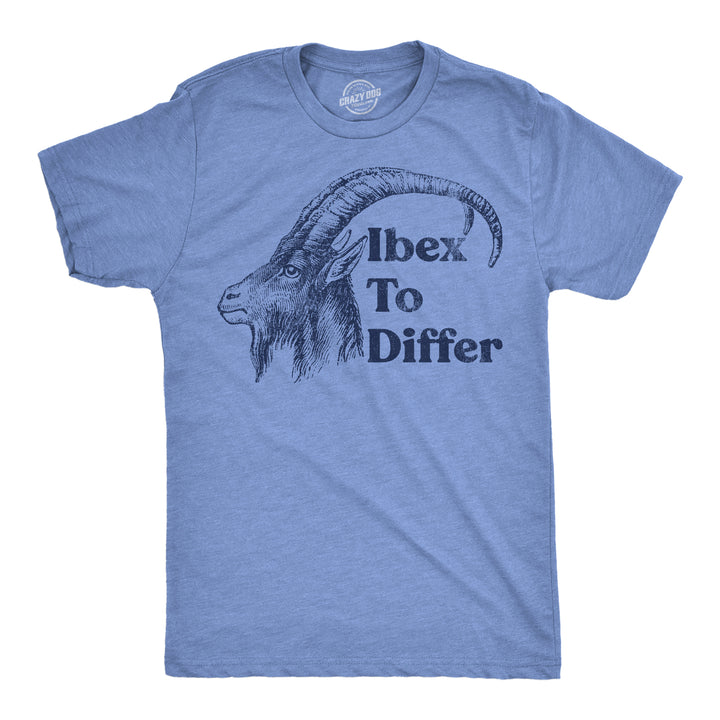 Funny Light Heather Blue - Ibex To Differ Ibex To Differ Mens T Shirt Nerdy animal sarcastic Tee