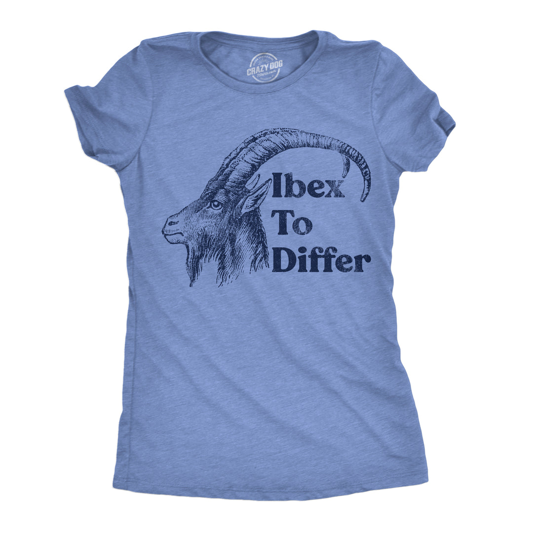 Funny Light Heather Blue - Ibex To Differ Ibex To Differ Womens T Shirt Nerdy animal sarcastic Tee