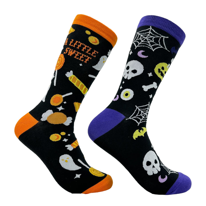 Funny Multi - A Little Spooky A Little Sweet Women's A Little Spooky A Little Sweet Sock Nerdy Halloween sarcastic Tee