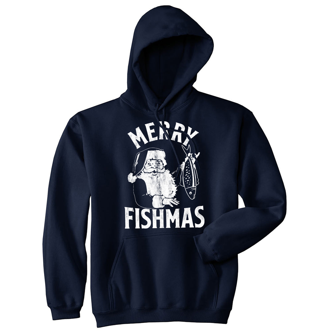 Funny Navy - Merry Fishmas Merry Fishmas Hoodie Nerdy Christmas Fishing sarcastic Tee