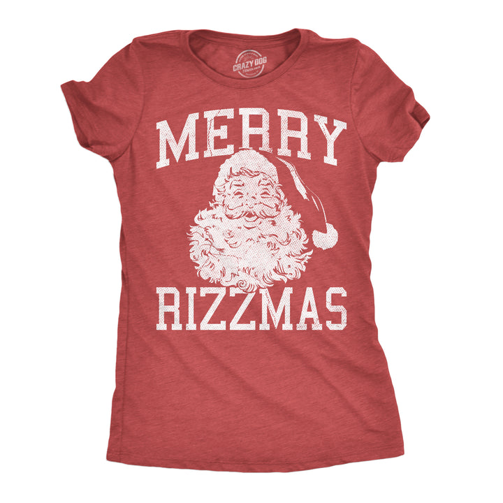 Funny Heather Red - Merry Rizzmas Merry Rizzmas Womens T Shirt Nerdy Christmas sarcastic Tee