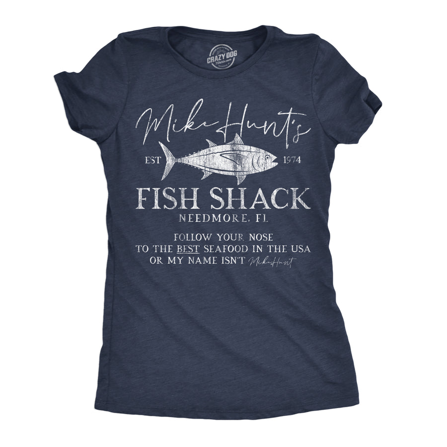 Funny Heather Navy - Mike Hunts Fish Shack Mike Hunts Fish Shack Womens T Shirt Nerdy sarcastic Fishing Tee