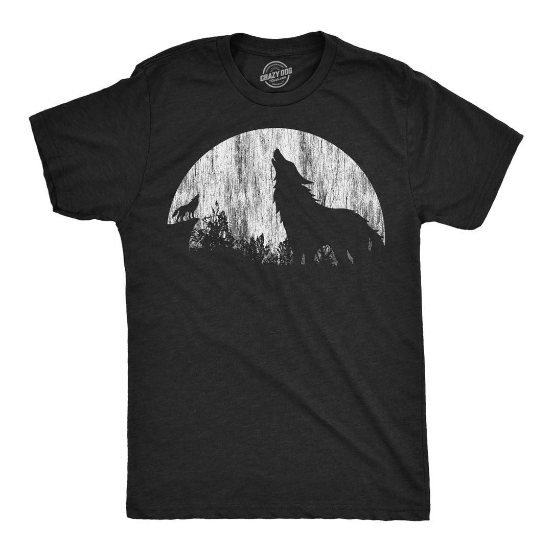 Funny Heather Black - Moon Wolves Moon Wolves Mens T Shirt Nerdy Animal Tee