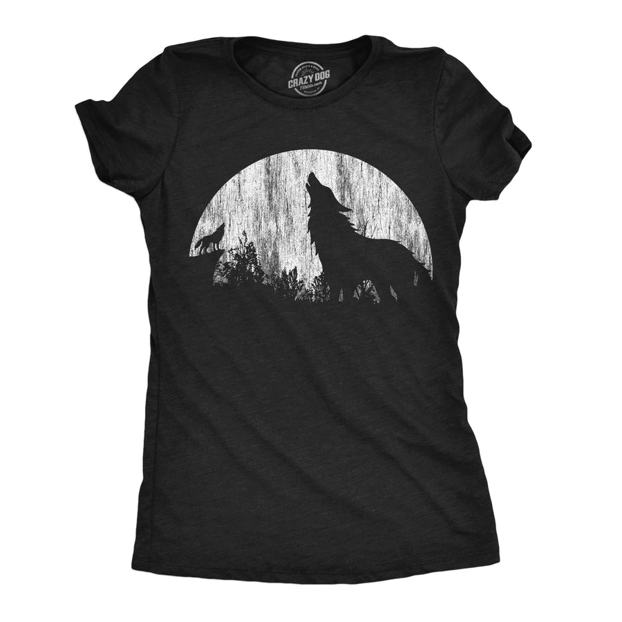 Funny Heather Black - Moon Wolves Moon Wolves Womens T Shirt Nerdy Animal Tee