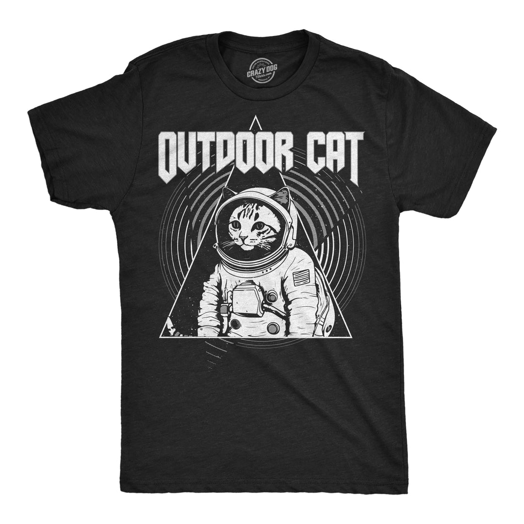 Funny Heather Black - Outdoor Cat Space Outdoor Cat Space Mens T Shirt Nerdy Animal space Tee