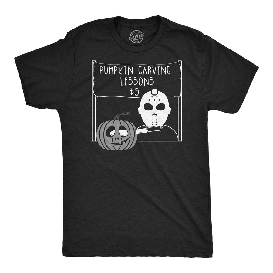 Funny Heather Black - Carving Lessons Pumpkin Carving Lessons Mens T Shirt Nerdy Halloween Tee