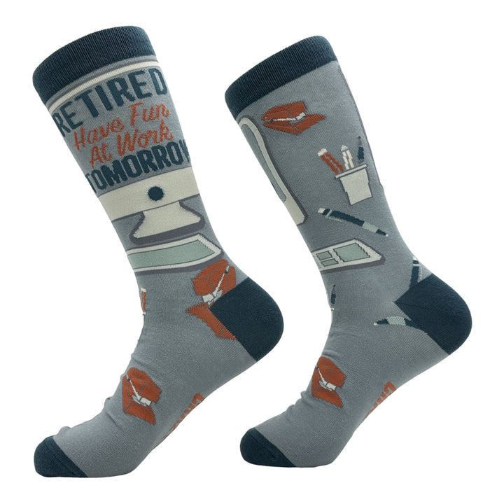 Men's Retired Have Fun At Work Tomorrow Socks