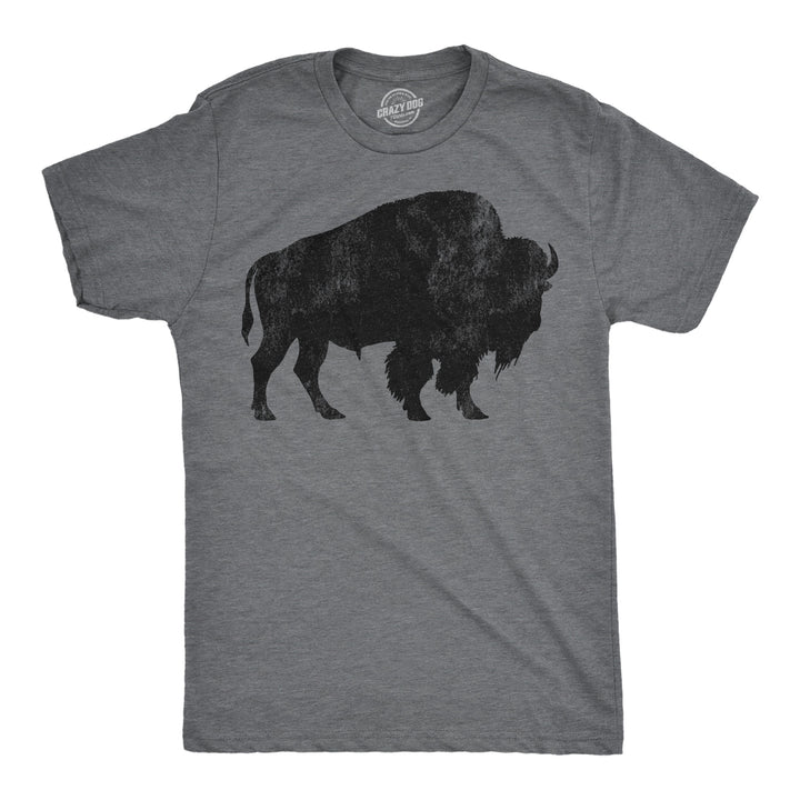 Funny Dark Heather Grey - Buffalo Standing Buffalo Silhouette Mens T Shirt Nerdy Animal Football Tee