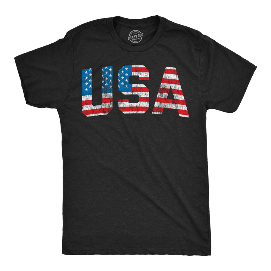 Funny Heather Black - Vintage USA Vintage USA Mens T Shirt Nerdy Fourth Of July Tee