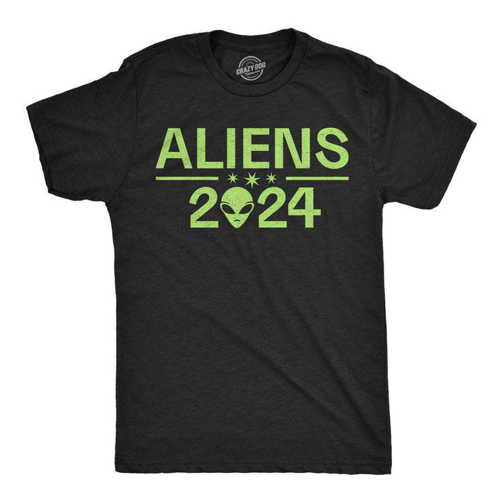 Funny Heather Black - Aliens 2024 Aliens 2024 Mens T Shirt Nerdy political space sarcastic Tee