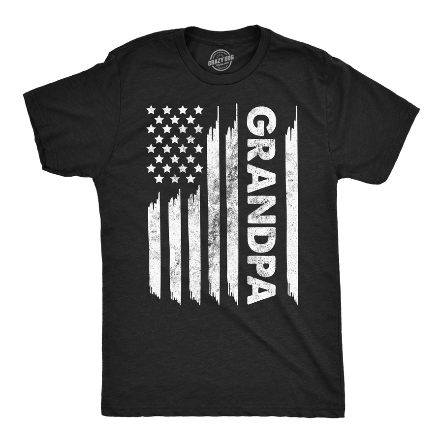 Funny Heather Black - American Flag Grandpa American Flag Grandpa Mens T Shirt Nerdy Fourth Of July Tee