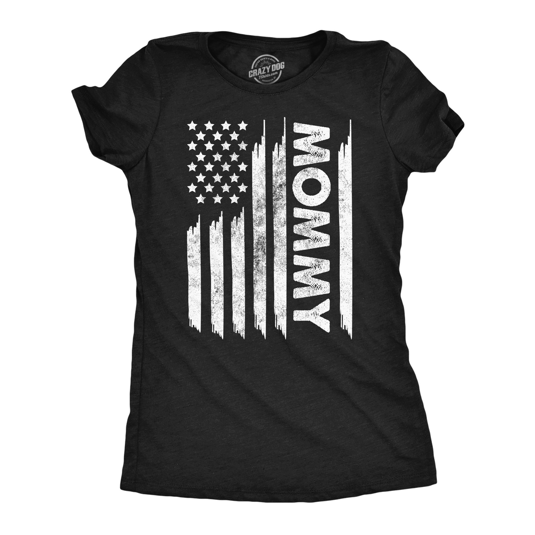 Funny Heather Black - American Flag Mommy American Flag Mommy Womens T Shirt Nerdy Fourth Of July Tee