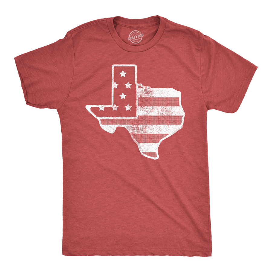 Funny Heather Red - American Flag Texas American Flag Texas Mens T Shirt Nerdy Fourth Of July Tee