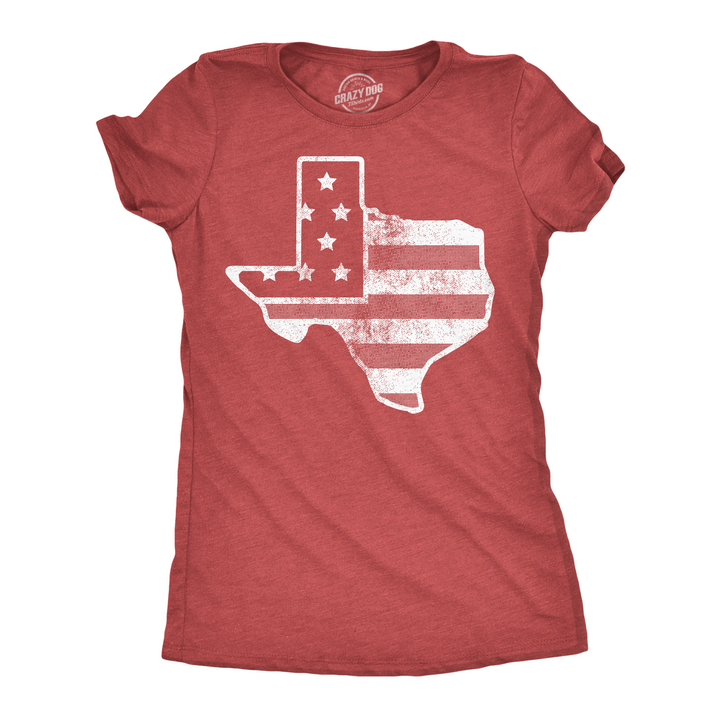 Funny Heather Red - American Flag Texas American Flag Texas Womens T Shirt Nerdy Fourth Of July Tee