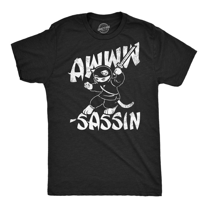 Funny Heather Black - Awww Sassin Awww Sassin Mens T Shirt Nerdy Cat sarcastic Tee