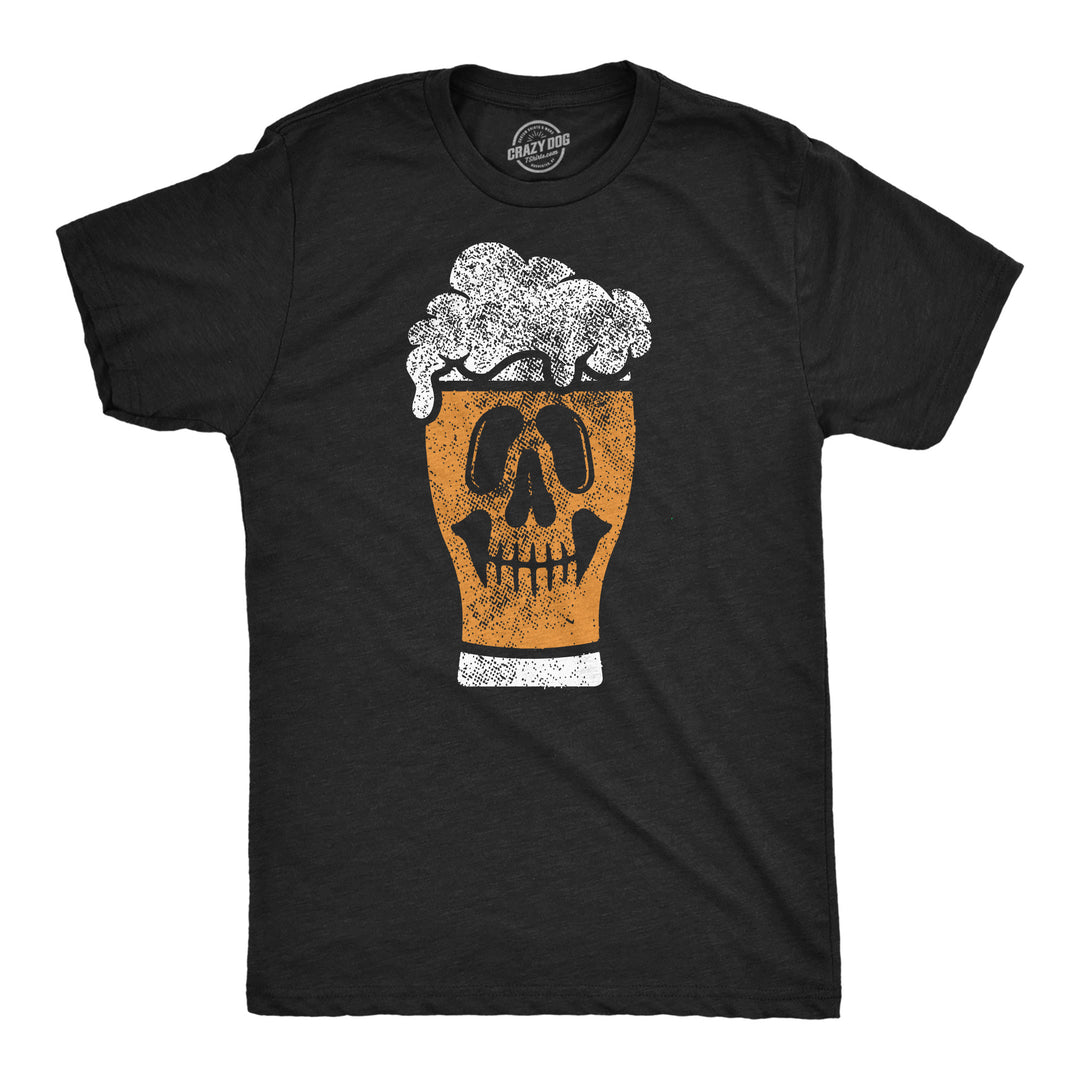 Funny Heather Black - Beer Glass Skull Beer Glass Skull Mens T Shirt Nerdy Beer Drinking Tee