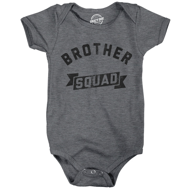 Funny Dark Heather Grey - Brother Squad Brother Squad Onesie Nerdy Brother Tee