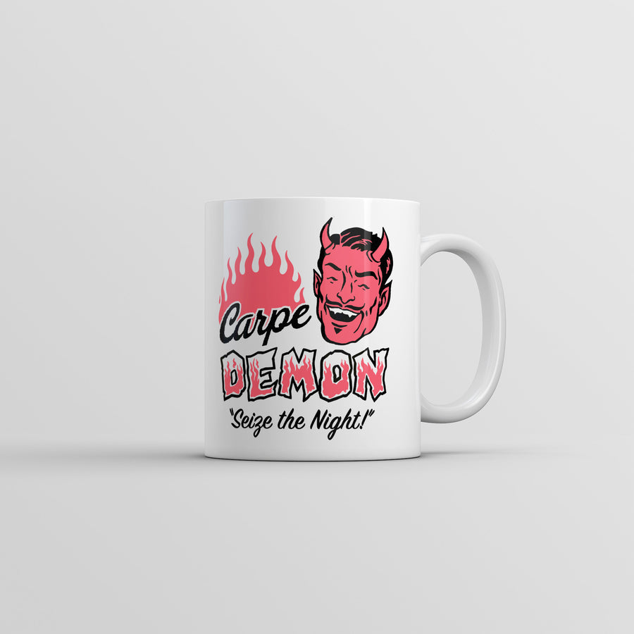 Funny White Carpe Demon Coffee Mug Nerdy Halloween sarcastic Tee