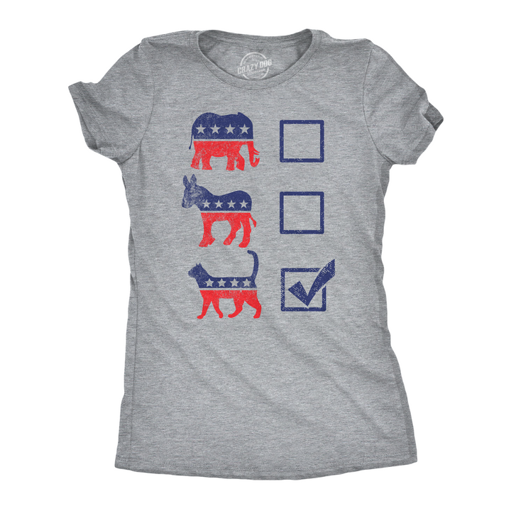 Funny Light Heather Grey - Voting Ballot Cat Voting Ballot Cat Womens T Shirt Nerdy Cat political sarcastic Tee