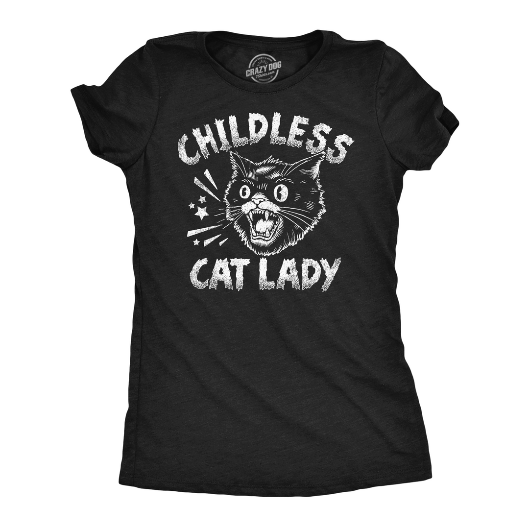 Funny Heather Black - Childless Cat Lady Childless Cat Lady Womens T Shirt Nerdy cat sarcastic Tee