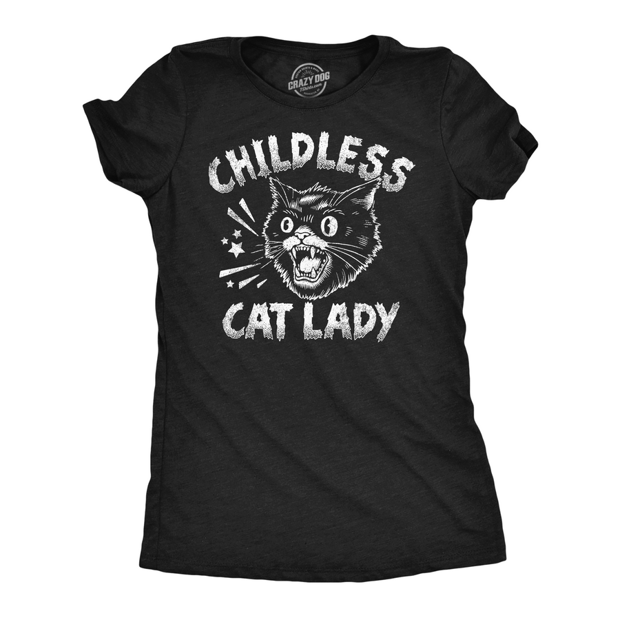 Funny Heather Black - Childless Cat Lady Childless Cat Lady Womens T Shirt Nerdy cat sarcastic Tee