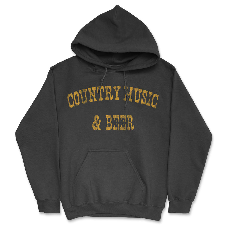 Funny Black - Country Music And Beer Country Music And Beer Hoodie Nerdy beer music drinking Tee