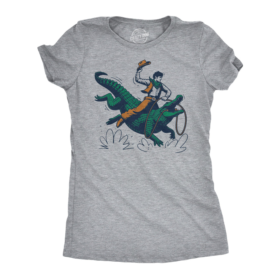 Funny Light Heather Grey - Cowboy Gator Ride Cowboy Gator Ride Womens T Shirt Nerdy sarcastic Tee