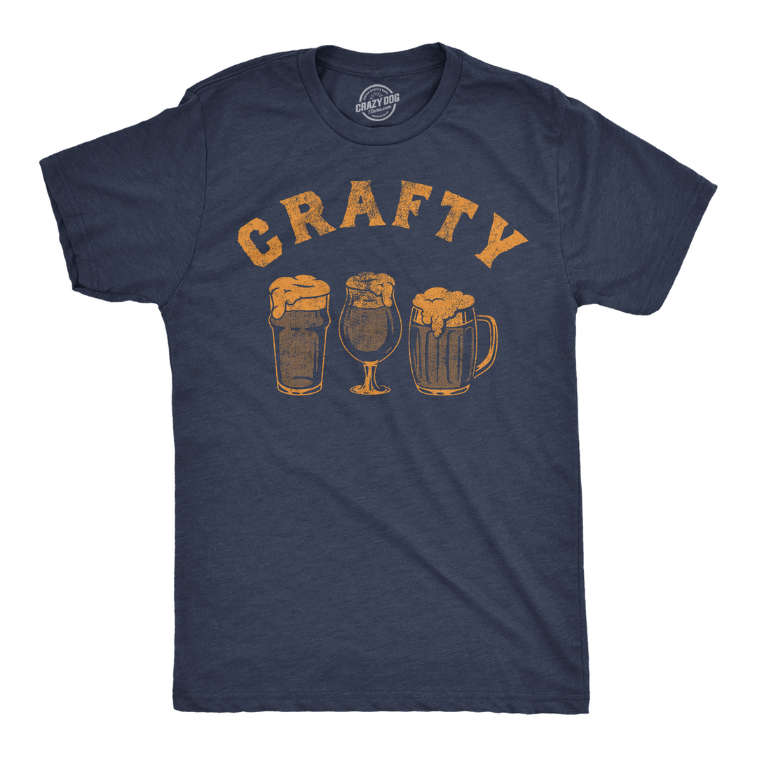 Funny Heather Navy - Crafty Crafty Mens T Shirt Nerdy Beer Drinking sarcastic Tee