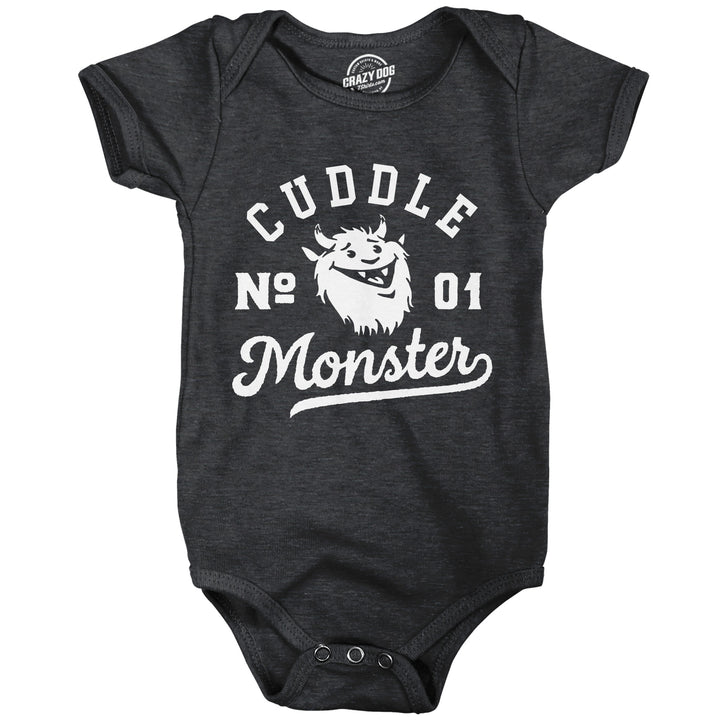 Funny Heather Black - Cuddle Monster Cuddle Monster Onesie Nerdy Sarcastic Tee